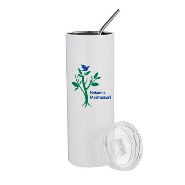 20 Oz. Stainless Steel Tumbler w/ Straw & Lid - Sublimated Logo Thumbnail