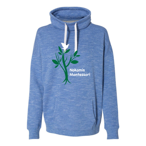 J. America - Women’s Mélange Fleece Cowl Neck Sweatshirt - Printed Logo Thumbnail