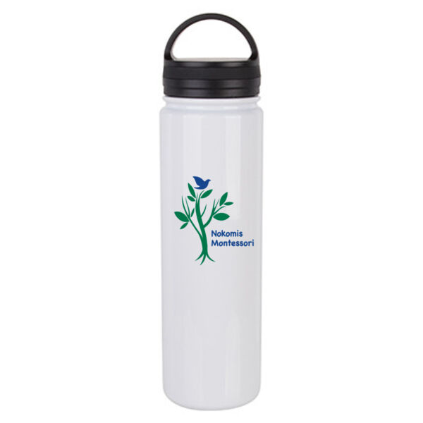 23 Oz. Stainless Steel Water Bottle with Portable Lid - Sublimated Logo Thumbnail